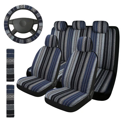 Baja Saddle Blanket Car 5 Seat Covers Full Set Washable Breathable Striped Woven Foto 1 de 4