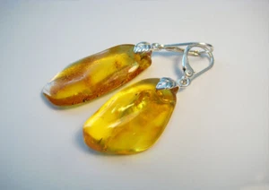 Massive Natural Beautiful Baltic Honey Amber Earring !!! - Picture 1 of 3