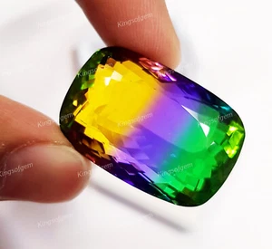 82 Ct Doublet Glass Stone Multi Color Tourmaline Cushion Stone Loose Gemstone - Picture 1 of 6