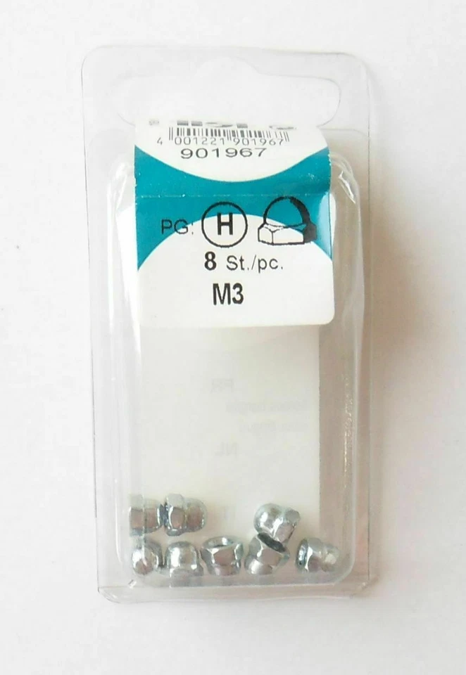 Hutmutter verzinkt M3 Mutter 8 stück - Bild 1 von 1