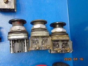 LOT OF 3 ALLEN BRADLEY 800T-D BLACK PUSH BUTTON MUSHROOM STOP - Picture 1 of 1