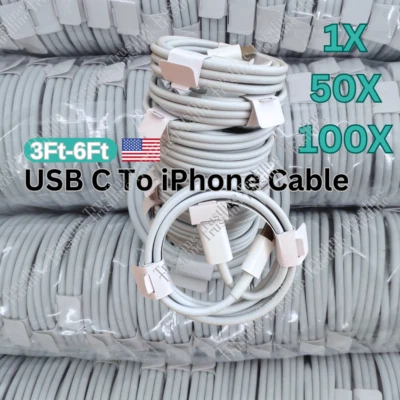 Lot Type C To iPhone Cable Data Cord 20W PD Fast Charger For iPhone 14 13 12 11 - Image 1 of 4