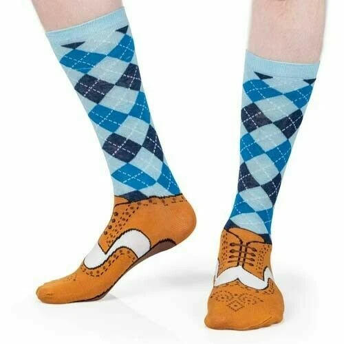 SILLY SOCKS Novelty Joke Brogue Shoes Style Socks Fits UK 5-11 Secret Santa Gift For Men