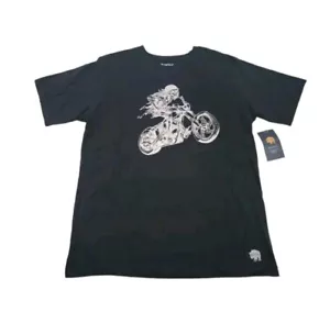 Buffalo Outdoors Skeleton Motorcycle Print Mens XL Black Short sleeve T-shirt - Picture 1 of 7