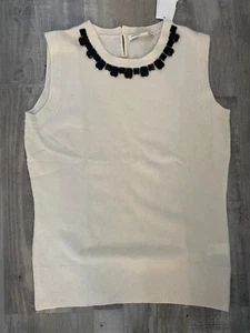NEW Banana Republic Womens Jeweled Embellished Sleeveless Cashmere Bld Sweater S - Picture 1 of 4