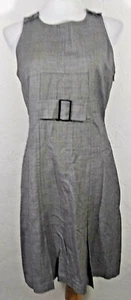 Tahari Arthur S Levine Womens Dress Size 8 Gray Tweed Sleeveless Buckle Career - Afbeelding 1 van 5