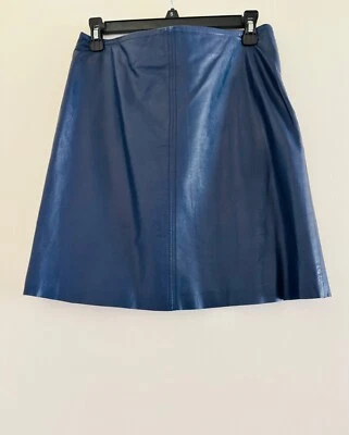 Max Mara Weekend Lambskin Leather Short A-Line Skirt, Navy, SZ 6 - Image 1 of 4