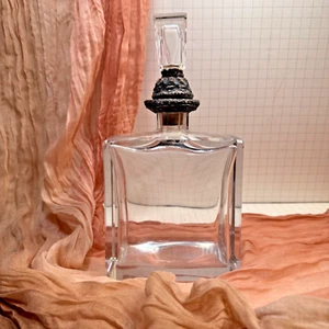 Vintage Square Heavy Crystal Glass Decanter 9"x5" Silver Accented Stopper - Picture 1 of 10
