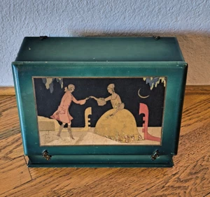 Antique Wood Slant Top Ladies Lectern Writing Art Stationary Lap Desk Travel Box - Picture 1 of 14