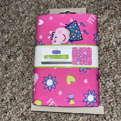 Peppa Pig TV Cartoon Kids Toddler Pink 1 Yard Fabric Cut 100% Cotton 36" X 43" - Image 1 of 4