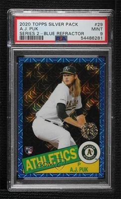 2020 Topps Silver Pack 1985 Chrome Baseball Series 2 Blue AJ Puk PSA 9 Rookie RC - Image 1 of 2