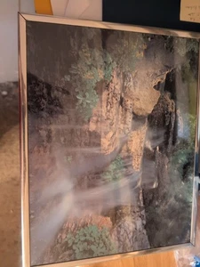 Wasserfall Bild gerahmt 11 x 14 kein Künstler Vintage - Bild 1 von 2