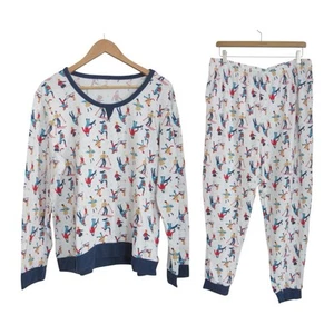 PJ Couture Pajamas Ski Winter Holiday Print Size XL White Comfort Loungewear - Picture 1 of 17