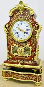 Antique French 8 Day Striking Red Shell & Brass Inlaid Boulle Mantle Clock - Picture 1 of 24