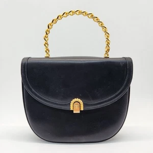 Bolso de mano Bally en cuero negro y metal dorado - Imagen 1 de 13