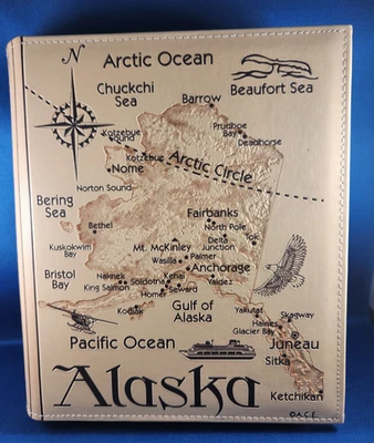 Álbum de recortes de Alaska álbum de fotos mapa puntos de referencia cubierta de cuero sintético carga lateral 50 páginas Foto 1 de 4