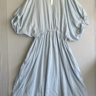 Vestido Banana Republic 2XL Azul Polvo Eliana Nuevo con Etiquetas Algodón Seda #882665 Maxi XXL BR Foto 1 de 4