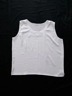 Blusa smanicata donna XXL XXXL / 48, 50 IT Canotta 100% seta plissettata bianca - Immagine 1 di 4