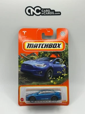 2022 Matchbox Tesla Model X Blue #53/100 (Card Crease) - Image 1 of 3