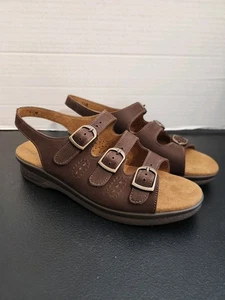 SAS Mystic Tripad Comfort Tri-Strap Slingback Sandals Womens Brown Leather 5.5M - Picture 1 of 8