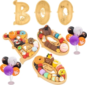3 PCS Wooden Halloween Charcuterie Board-(With 14 Balloons) BOO Halloween - Picture 1 of 12