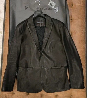 Blazer de cuero John Varvatos US50 color marrón oscuro/café Foto 1 de 4