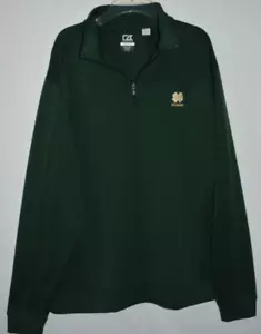 Notre Dame Alumni Men’s L Shirt 1/4 Zip Fighting Irish GREEN Cutter & Buck Pique - Picture 1 of 21