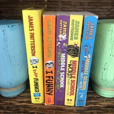 JAMES PATTERSON MIDDLE SCHOOL I FUNNY Lot Of 5 Paperback Hardcover Chapter Books - Image 1 of 4