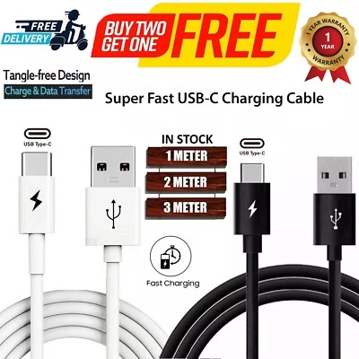 1M,2M,3M Super Fast Type C Charging Cable & Data Sync Lead For Samsung S Series - Image 1 of 4
