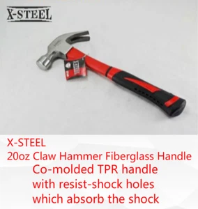X-STEEL 20oz Claw Bent Curved Jaw Rip Hammer Resist-Shock Handle - Picture 1 of 3