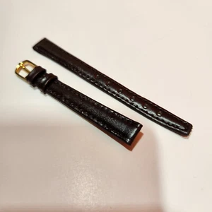 Hadley Roma Leather Watch Band 10mm Regular Length Dark Brown Gold Tone Buckle - Picture 1 of 9