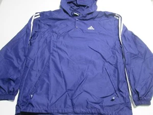 Adidas Mens Size M Anorak Jacket Navy Hooded Breathable Outerwear - Picture 1 of 7