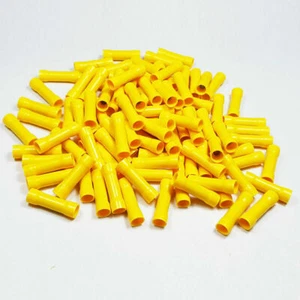 25 x gelb vollisoliert gerade gelb Stoßverbinder Klemmen Crimp - Bild 1 von 1