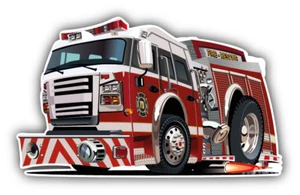 Firetruck Cartoon Car Bumper Sticker Decal - ''SIZES'' - Picture 1 of 1