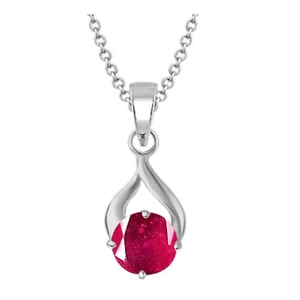 1.10 Carat Round Shape 100% Natural Burmese Red Ruby Pendant In 14KT White Gold - Picture 1 of 1