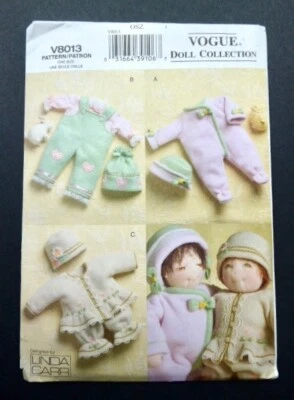 Vogue V8013 15" Doll Collection Clothes Jumpsuit Hat Overalls Linda Carr Design - Image 1 of 2