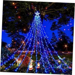 Christmas Lights Outdoor, 12.6FT 350 LED Waterfall Lights Christmas Blue - Picture 1 of 7