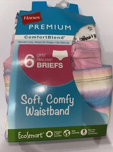 Hanes Girls Premium Comfort Blend Briefs 6 Pack Multi Color Size 10 No Ride Up - Picture 1 of 3