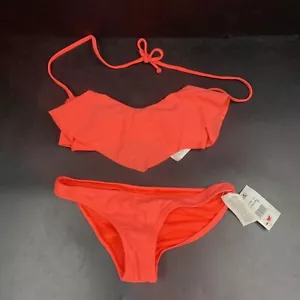 Volcom Eléctrico Coral Rosa 2 Piezas Bikini Correa Cubierta Top Scrunch Cheeky Nuevo - Imagen 1 de 15