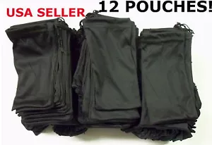 12 Black Micro Fiber Sunglasses Sunglass Carrying Pouch Case Bag Storage Sleeve - Picture 1 of 4
