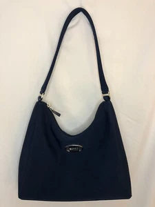 Bolso de Hombro Vintage ESPRIT Azul Marino Clásico Logo Plateado - Imagen 1 de 5