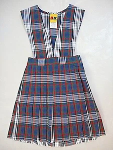 Girls R/K Multi-Color Plaid V-Slit Uniform Dress Reg. & plus Sizes 4 - 16 1/2 - Picture 1 of 6