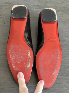 MARC JACOBS LOOK Italy US Size 7B/37 BLACK COWHIDE LEATHER Shoes Flats RED SOLES - Picture 1 of 15
