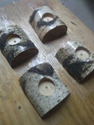Birch Log Tea Light Candle | Birch Candle Holder | Holiday Centerpiece Gift - Image 1 of 2