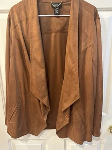 CATHERINES BLACK LABEL Soft “Suede-like” Topper/Mid-Brown-SZ 1X 18/20W-Pre-Own - Picture 1 of 5