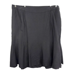Catherines Plus Size 26W 28W Midi Skirt Linen Flared Hem Elastic Waist Black 444 - Picture 1 of 7