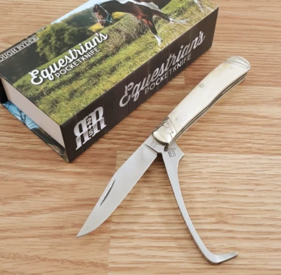 Rough Ryder Equestrian Pocket Knife Stainless Steel Blades Smooth Bone Handle - Image 1 of 4