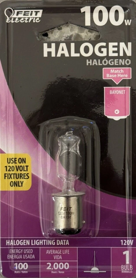 Feit Electric 100W 120-Volt D.C. Bayonet Base Light Bulb - NEW - Image 1 of 1