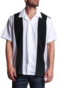 Men's Button Up Striped Bowler Guayabera Bowling Casual Dress Shirts  2018-BOW - Picture 1 of 82