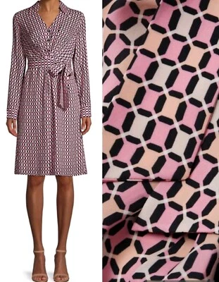NEW $448 Elie Tahari Size 6 Saxon Tie Waist Geometric Shirtdress Pink Dress NWT - Image 1 of 4